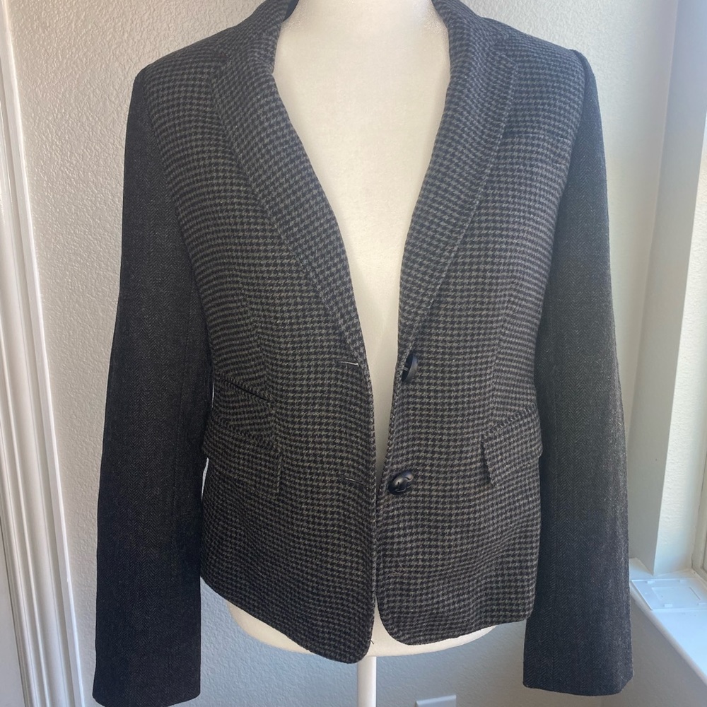 Banana republic wool tweed blazer jacket 6 elbow patch detail